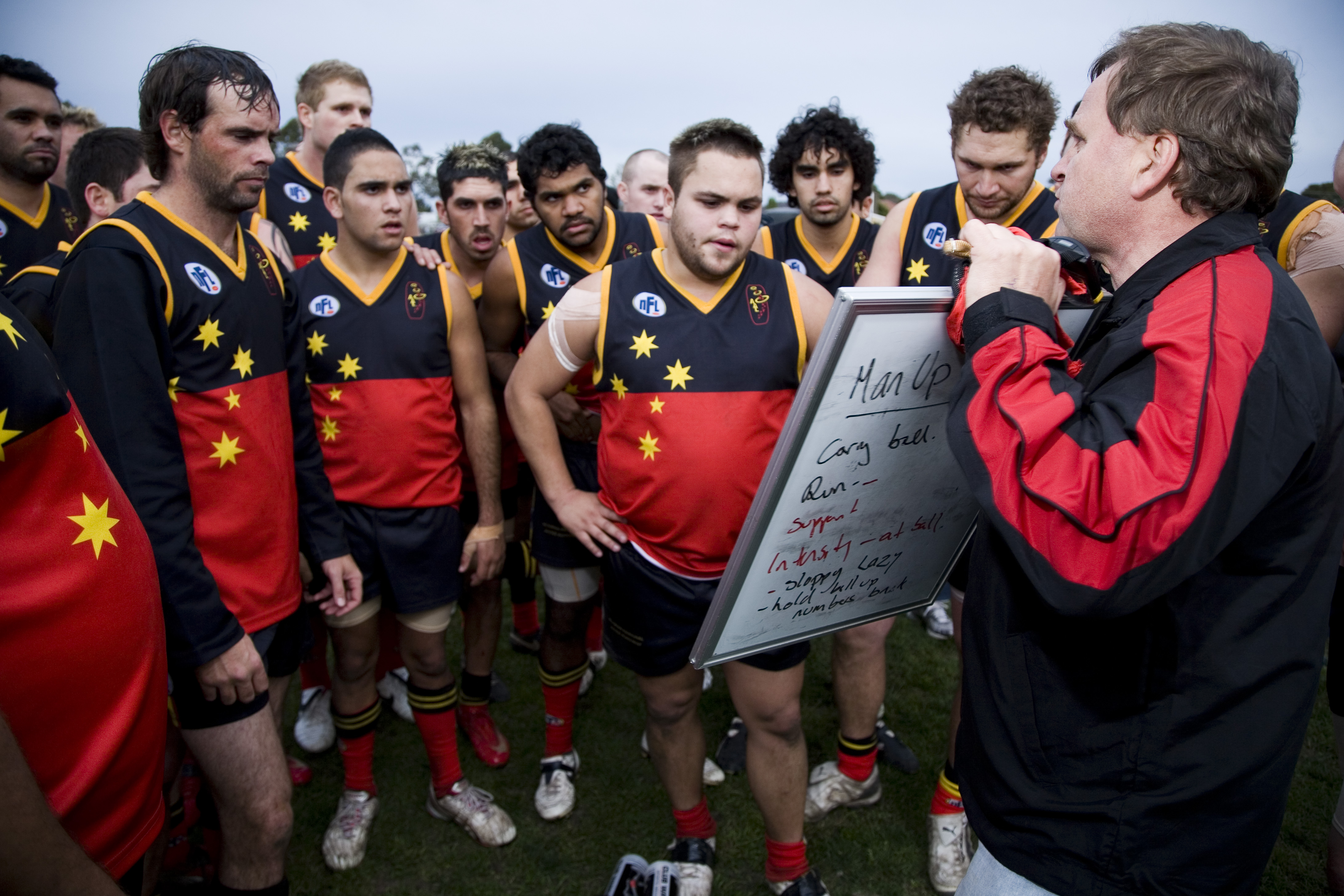 Image of players from the Fitzroy Stars Football Club. The Fitzroy Stars are based in the Aboriginal community in Melbourne’s northern suburbs.